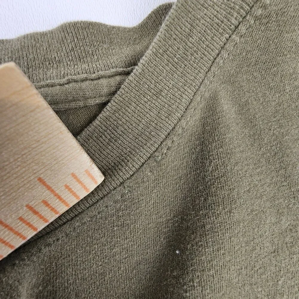 The North Face Mens Large Long Sleeve T Shirt Olive Green Logo Sleeve Graphic